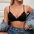 thumbnail image 2 of Jinhomg Women's Lace Bralettes Triangle Wireless Bras with Adjustable Straps V Neck Soft Unpadded Scalloped bras Black 758085BC, 2 of 7