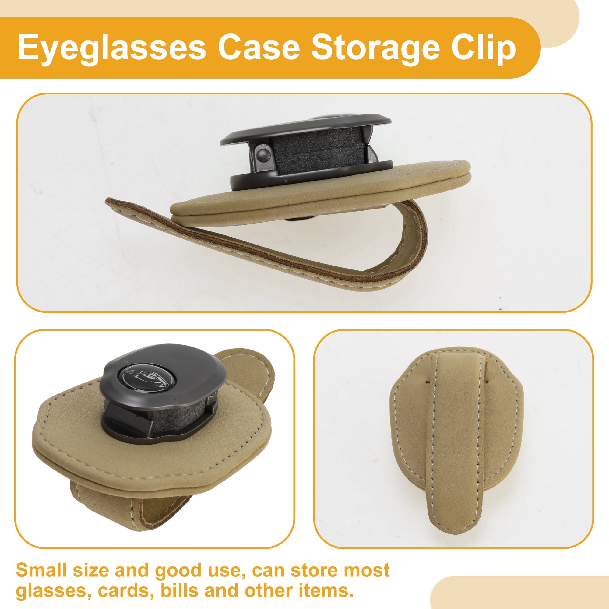 Unique Bargains Car Sunglasses Clip Universal Sun Visor Holder for Car Suede Metal Khaki