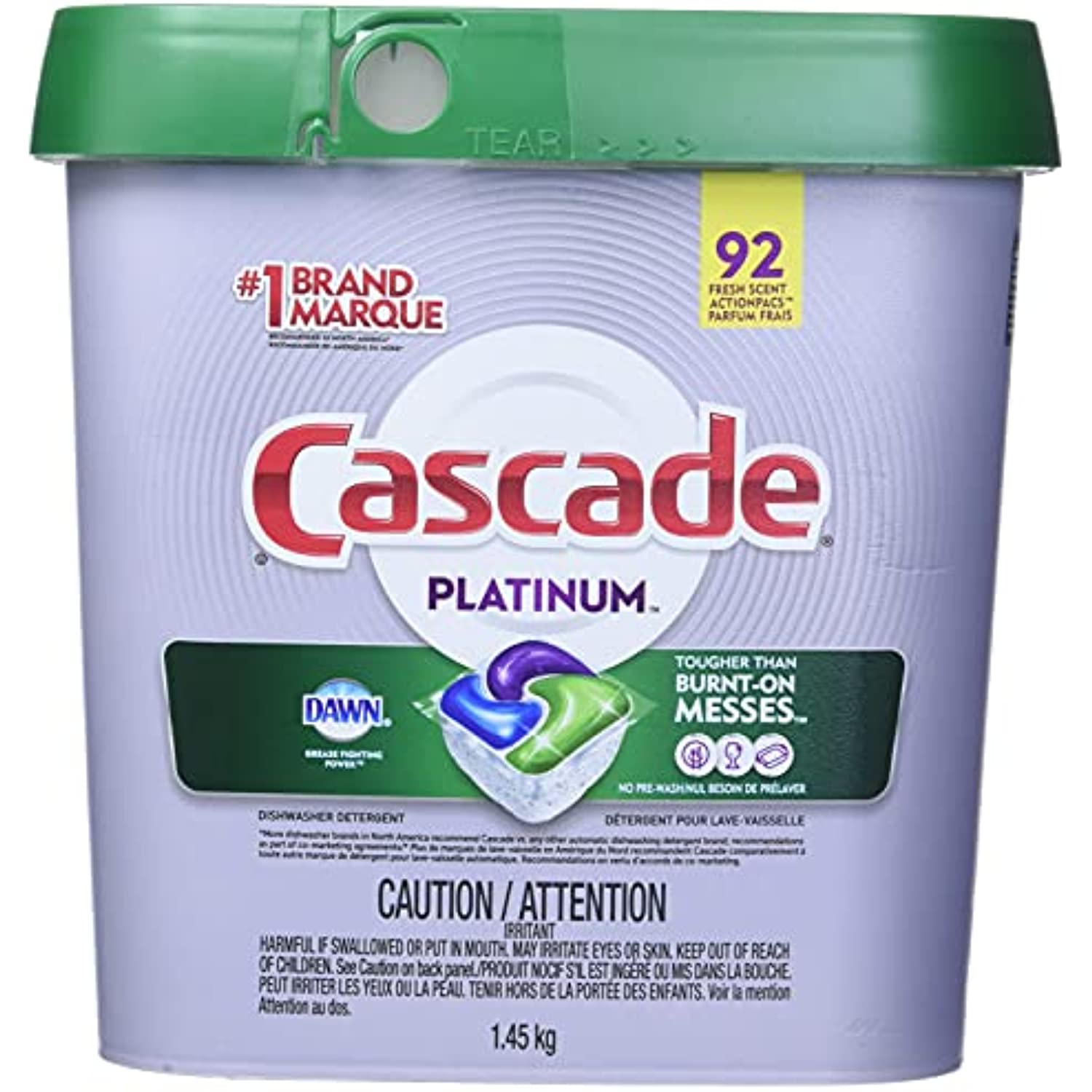 Cascade Platinum Dishwasher Detergent 92 Scent Actionpacs Net Wt 51.2