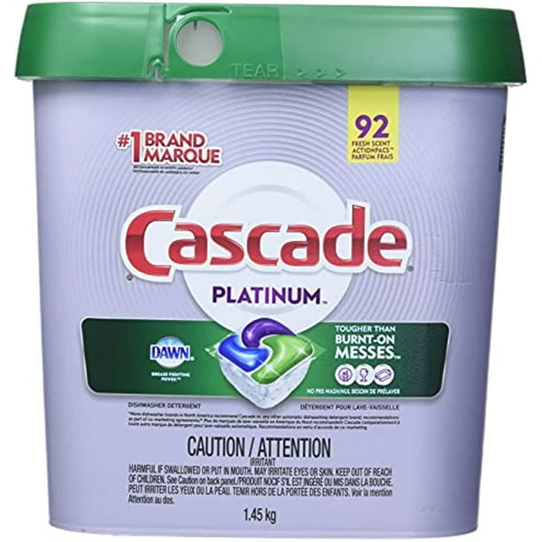 Cascade Platinum Dishwasher Detergent 92 Scent Actionpacs Net Wt 51.2
