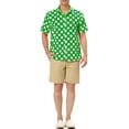 thumbnail image 2 of INSPIRE CHIC Men's Summer Polka Dots Shirt Button Down Short Sleeves Pattern Shirts XL Green, 2 of 6