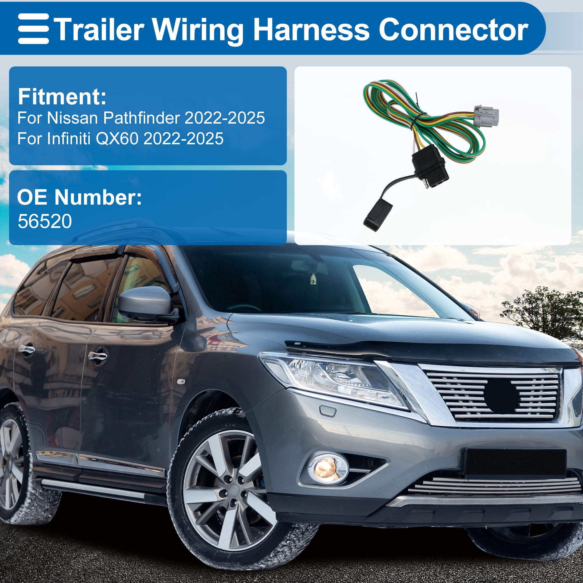 Unique Bargains 4 Pin Trailer Wiring Harness No.56520 for Nissan Pathfinder 2022-2025