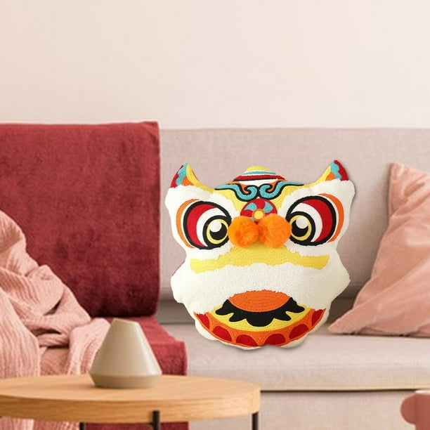 Almohada de ano Nuevo Chino cojin Leon Asia ropa de cama Retro decoracion de ano Nuevo celebracion Vintage decoracion del hogar almohada 45x40cm amarillo BLESIY Arrojar la almohada Walmart en linea
