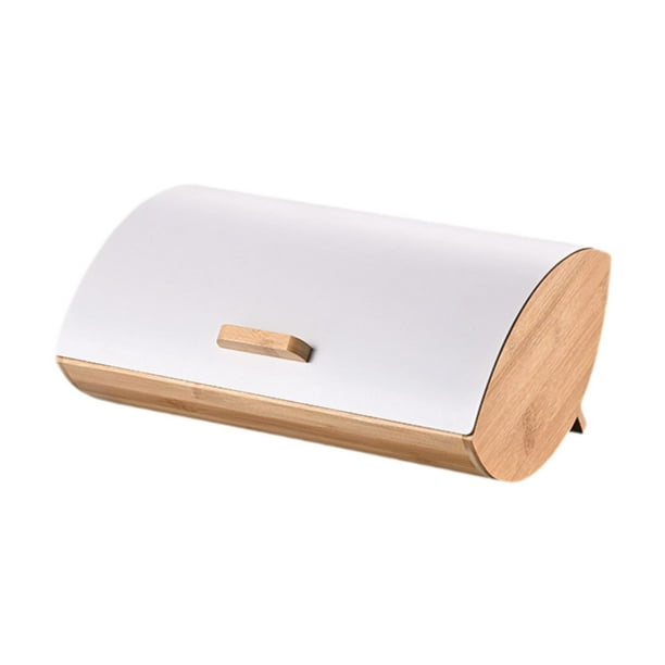 de bambú con tapa enrollable, organizador de almacenamiento para mostrador de cafetería, panadería o entrada de panadería.