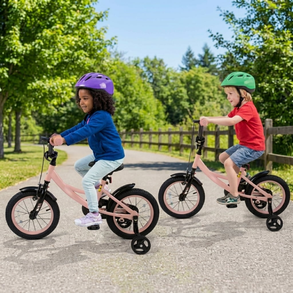 Redsmile 12 Inch Kids Bike for Boys Girls Ages 3-8, Adjustable Toddler Bicycle with Removable Training Wheels, Handbrake and Coaster Brake, 145 lb Kids Bike, Pink