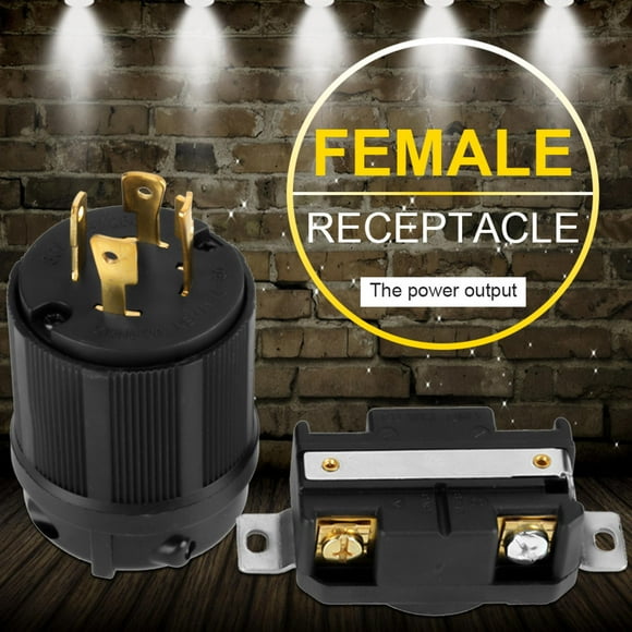 Cutler Hammer 200 Amp Interlock Kit Generator Socket Plastic Metal Black 4 Pin Nema L14 30 Generator Rv Ac 125V 250V 30A Plug Socket Male Female Receptacle Set