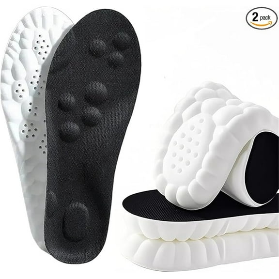 High Elastic Latex Insoles, Shock-Absorbing And Cushioning, Arch Support Sports Shoe Insoles, Breathable-Black EUR39-40