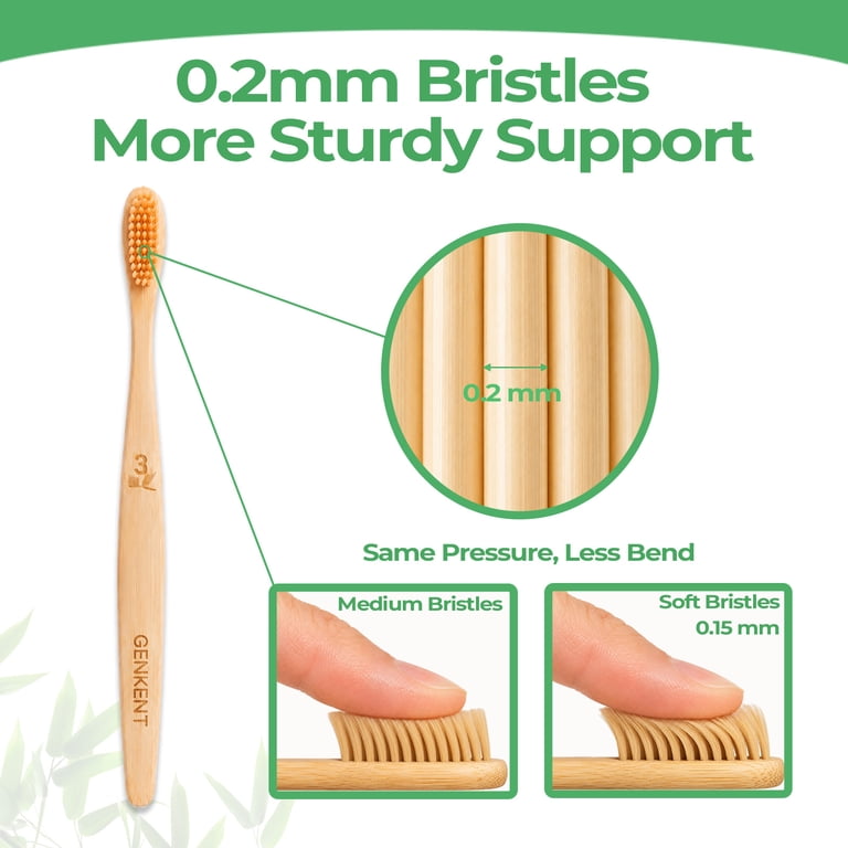 Genkent Bamboo Toothbrush, 12 Pack Medium Bristles photo 3