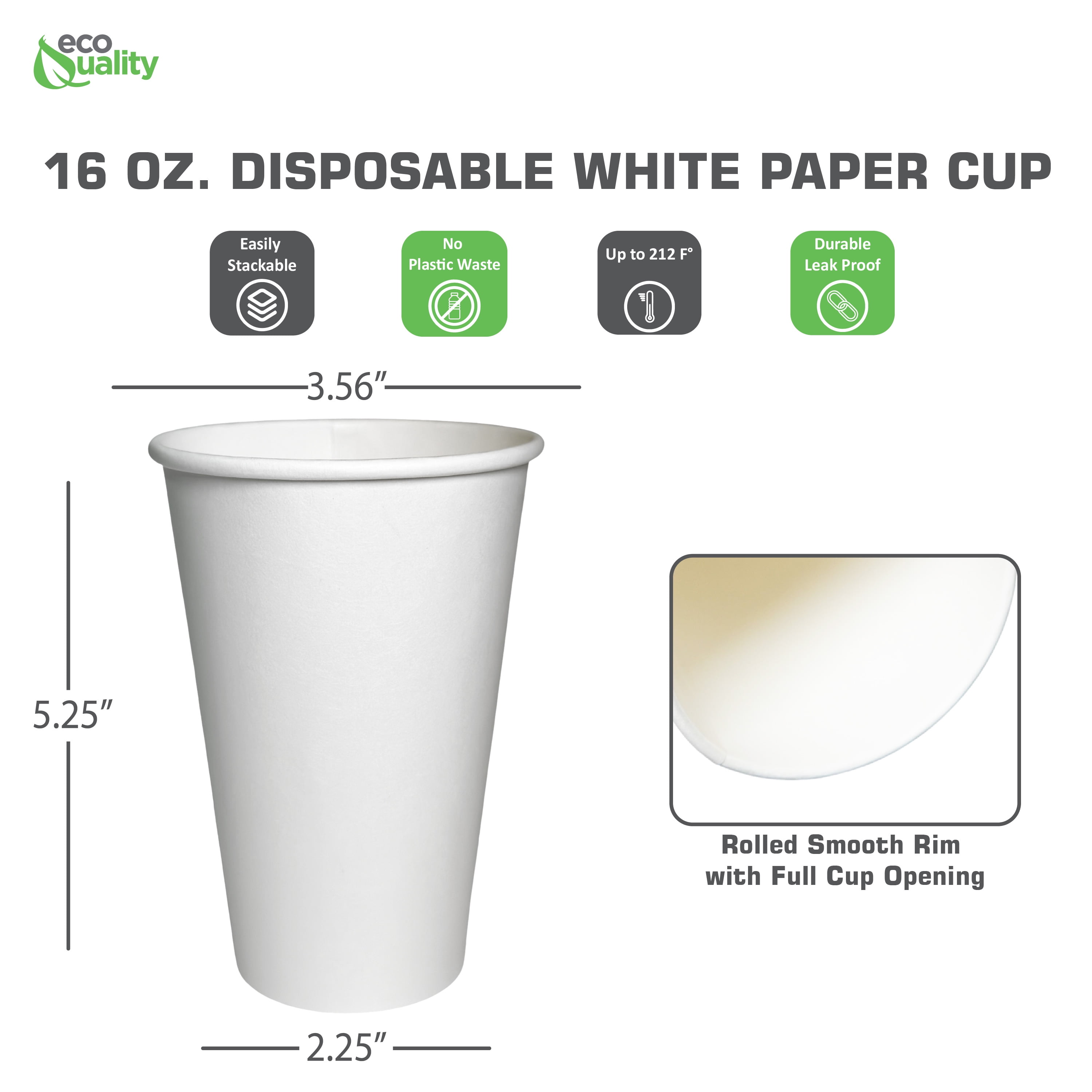 UNIQIFY 16 oz White Paper Drink Cups