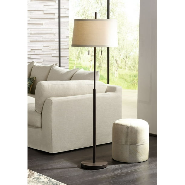 Possini Euro Design Modern Floor Lamp Bronze Slender Column Off