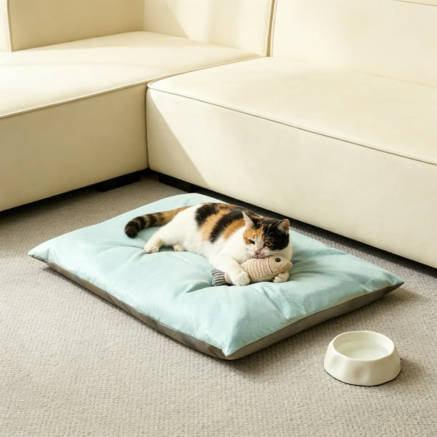 Cama de cuero premium para mascotas, acogedora, impermeable, antideslizante, suave, para perros pequeños, medianos y gatos, de tela cómoda para interiores.