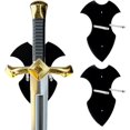 thumbnail image 1 of 2 juegos de soportes de pared para exhibición de katanas, placa negra, soporte de acrílico para colgar, con tornillos de hierro, para exhibición vertical de sables de luz., 1 of 5