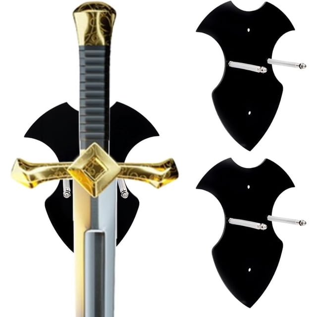 2 juegos de soportes de pared para exhibición de katanas, placa negra, soporte de acrílico para colgar, con tornillos de hierro, para exhibición vertical de sables de luz.