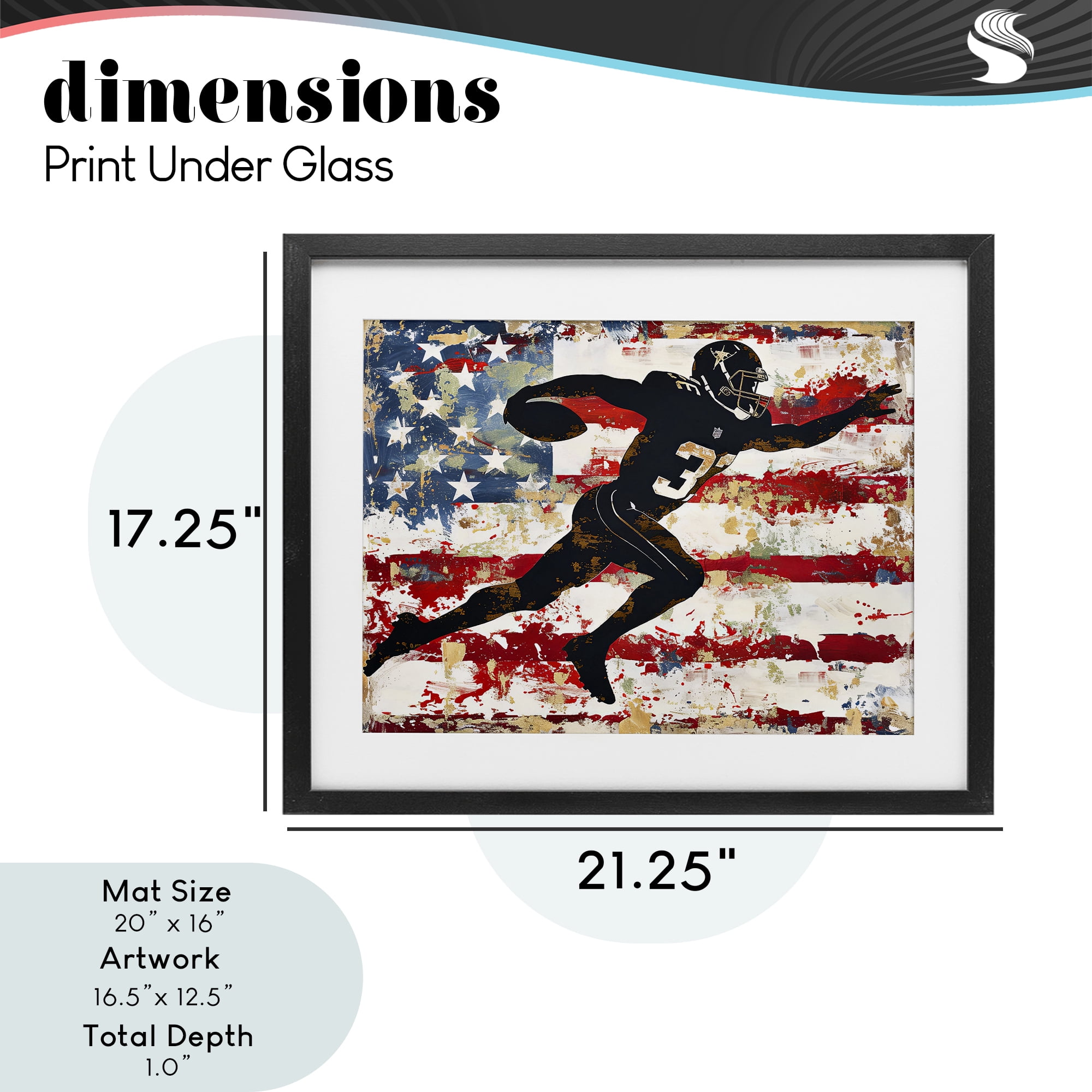Stupell Industries Gridiron Glory Player Black Framed Print Under Glass, design by Ray Powers