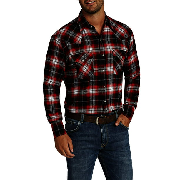 Ely Cattleman - Ely Cattleman Men's Long Sleeve Flannel Western Shirt ...