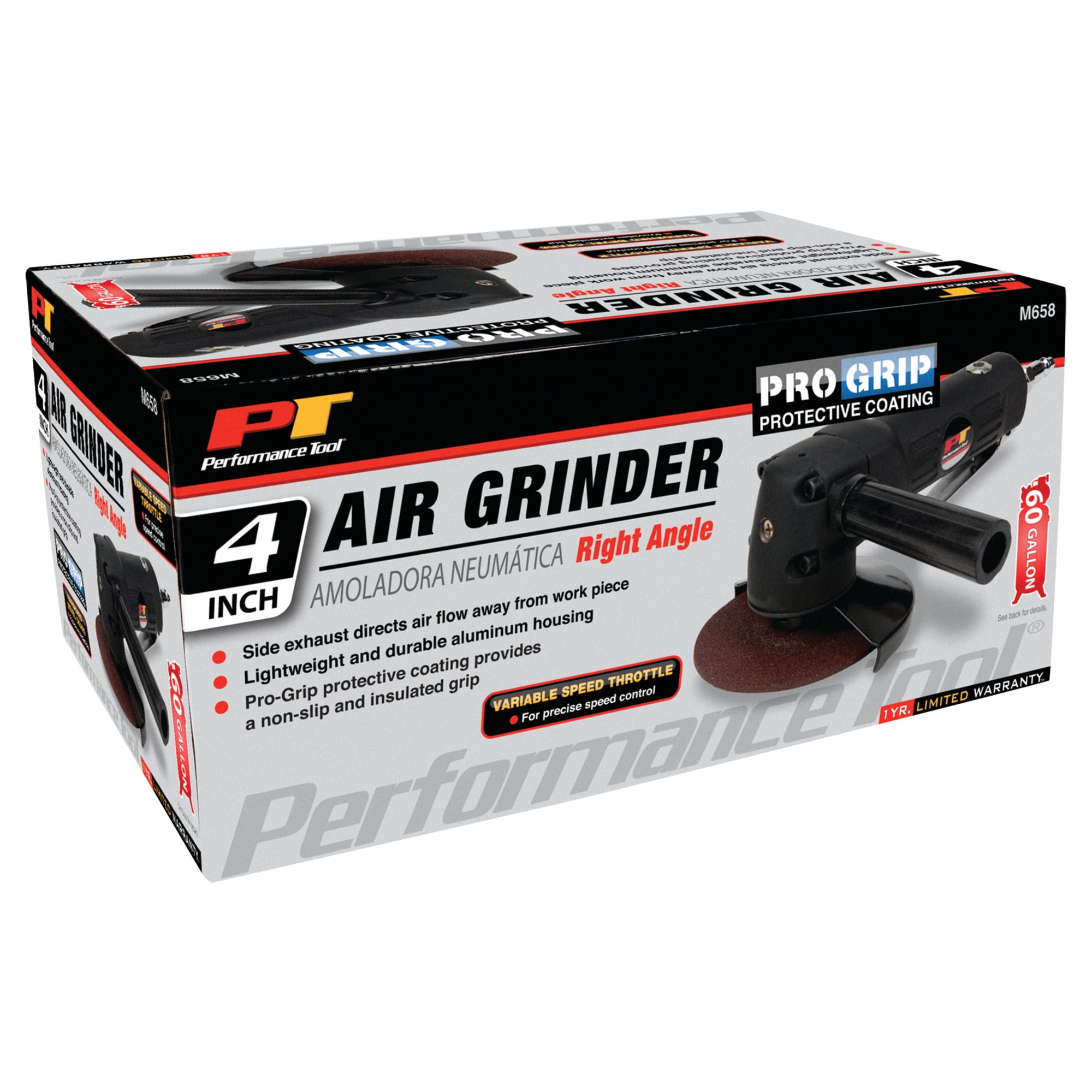 Performance Tool M658 4-Inch Heavy Duty Angle Grinder