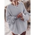 thumbnail image 4 of Women'S Oversized Sweaters Batwing Sleeve Mock Neck Jumper Tops Chunky Knit Pullover Sweater Gray XXL, 4 of 8