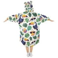 thumbnail image 2 of FORMRS Wearable Blanket Hoodie with Sleeves for Kids Cozy Flannel Sweatshirt, Vibrant Toucans Pattern, 2 of 7