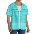 thumbnail image 2 of Sikiie Turquoise Wooden Men's Cuban Shirt, Hawaiian Shirts, Business Casual Button Down Shirts, Short Sleeve Shirt-Large, 2 of 5