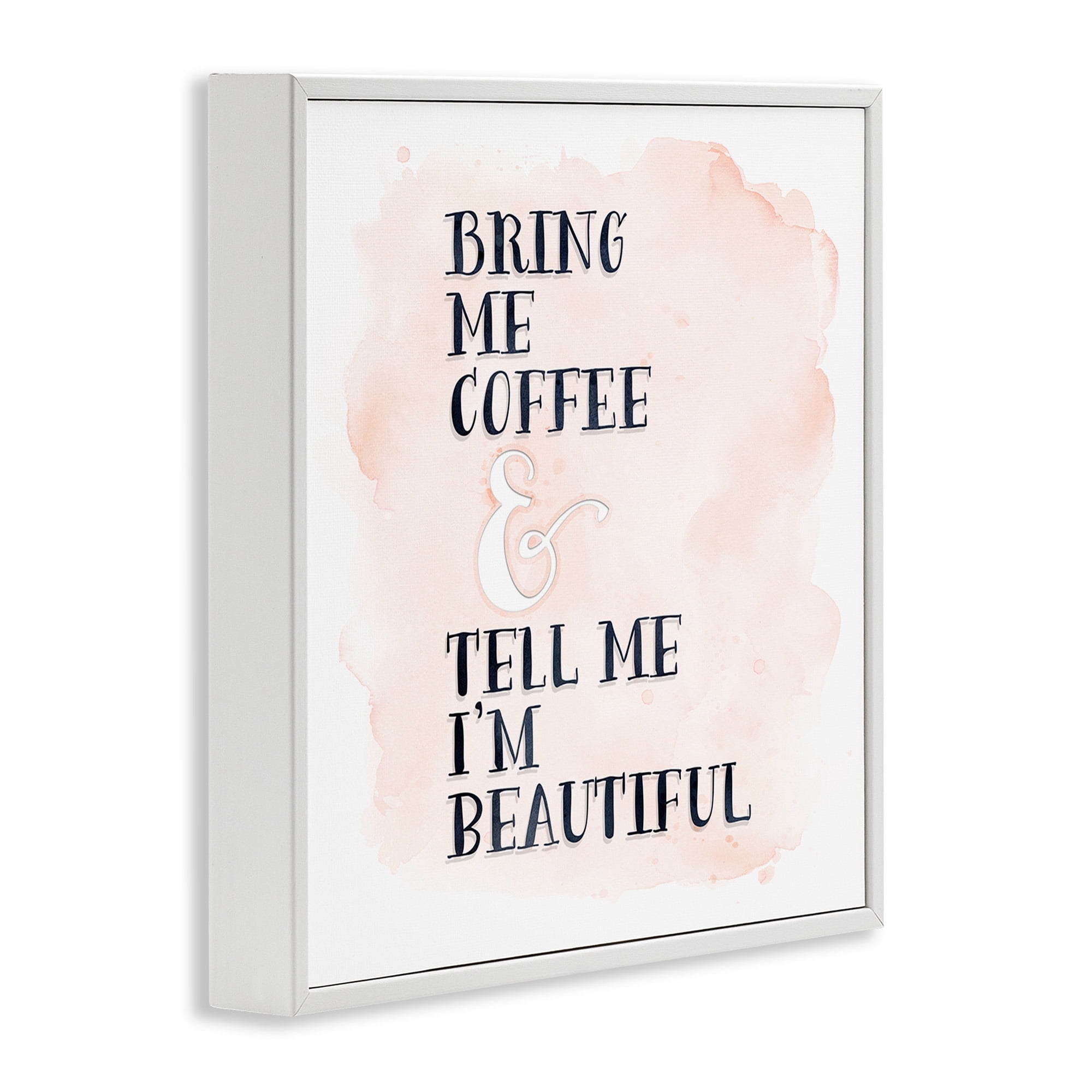 Stupell Industries Bring Me Coffee Romantic Phrase Typography Painting White Framed Art Print Wall Art, 12 x 12