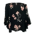 thumbnail image 2 of eVogues Women's On/Off Shoulder Flared Sleeve Top Black, 2 of 6