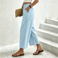 thumbnail image 6 of Sevevn Women's Cropped Casual Wide Leg Palazzo Pants Elastic Waisted Flowy Trousers with Pockets, 6 of 8