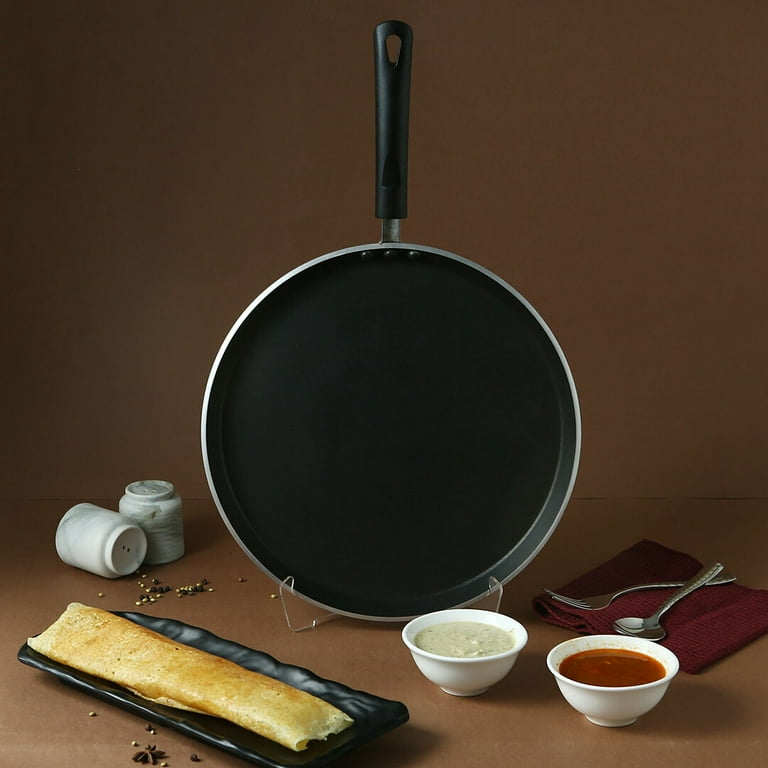 Reva Non-Stick Indian Cooking Roti Naan Dosa Tawa Griddle Pan with Handle,  PFOA-Free Aluminum 30cm