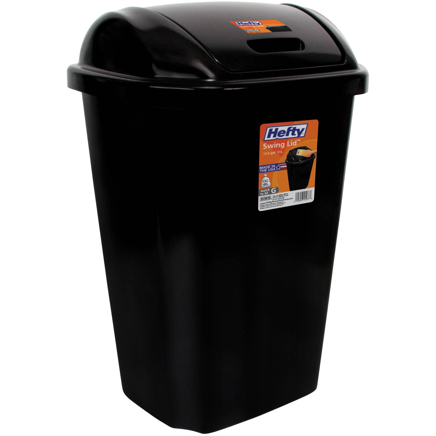 Hefty Swing Lid 135 Gallon Trash Can Black Walmartcom