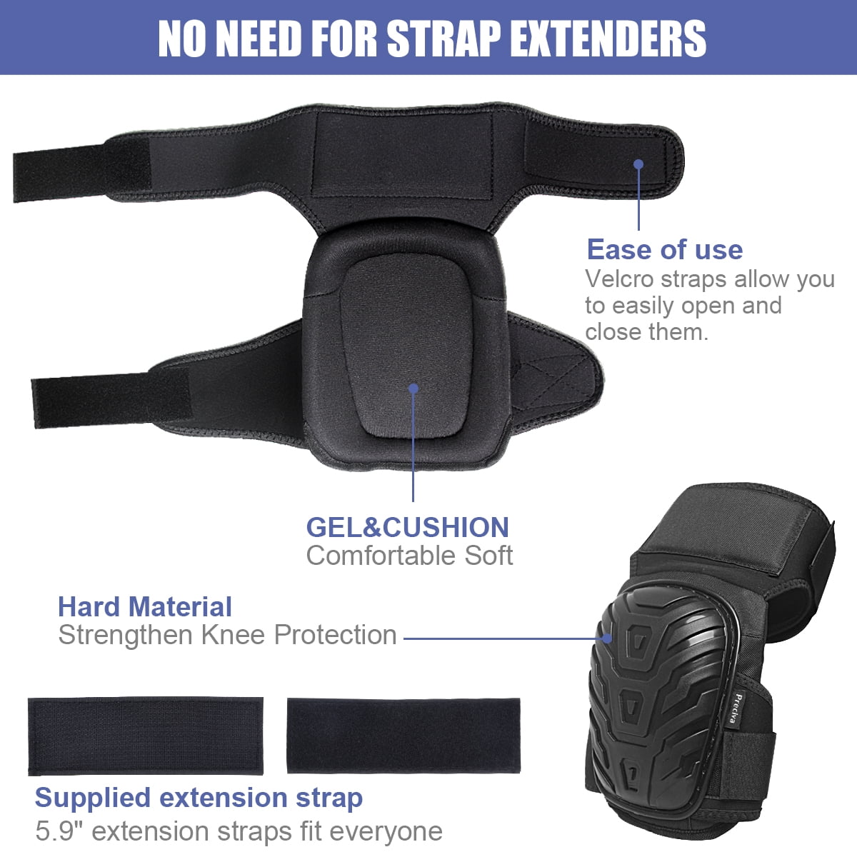 Cheyuez Knee Pads for Work,Professional Heavy Duty Work Knee Pads with Thick Foam Cushion and Extended Velcro Straps for Men Construction, Garden, Flooring