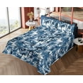 thumbnail image 4 of Ambesonne Palm Trees Fitted & Flat Sheet with Shams 4 Pcs Set, Dreamy Silhouettes Woods, Full, Blue Grey Dark Sky Blue, 4 of 5