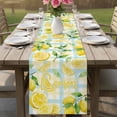 thumbnail image 4 of Watercolor Lemons Table Runner 72 Inches, Summer Blue Yellow Buffalo Plaid Bed Runner Dresser Scarves Tabletop for Indoor Outdoor Parties/Ceremony/Banquet, 16" x 72", 4 of 9