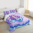 thumbnail image 3 of Homewish Ocean Animal Mermaid Bedding Comforter Set,Watercolor Sealife Twin Comforter Sets,Pink Blue Purple Bedding Set For Teens,Luxury Bedroom Decor Reversible,2 Pieces, 3 of 8