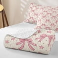thumbnail image 4 of Erosebridal Sketch Star Bow Twin Quilt Set for Girls, Pink Doodle Ribbon Print Twin Coverlet Set, 2 Pieces, 4 of 7