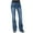Light Blue, variant on Womens Jeans Mid Waisted Embroidery Stretch Button Straight Full Length Pants Black