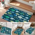 thumbnail image 5 of Deep Green Fishes Entryway Rug 2'x3'&nbsp; Non Slip Front Door Mats, Cartoon Coastal Ocean Fish Striped Entrance Rugs Indoor Outdoor Carpet, Washable Floor Mats Small Area Rug for Bedroom Kitchen, 5 of 8