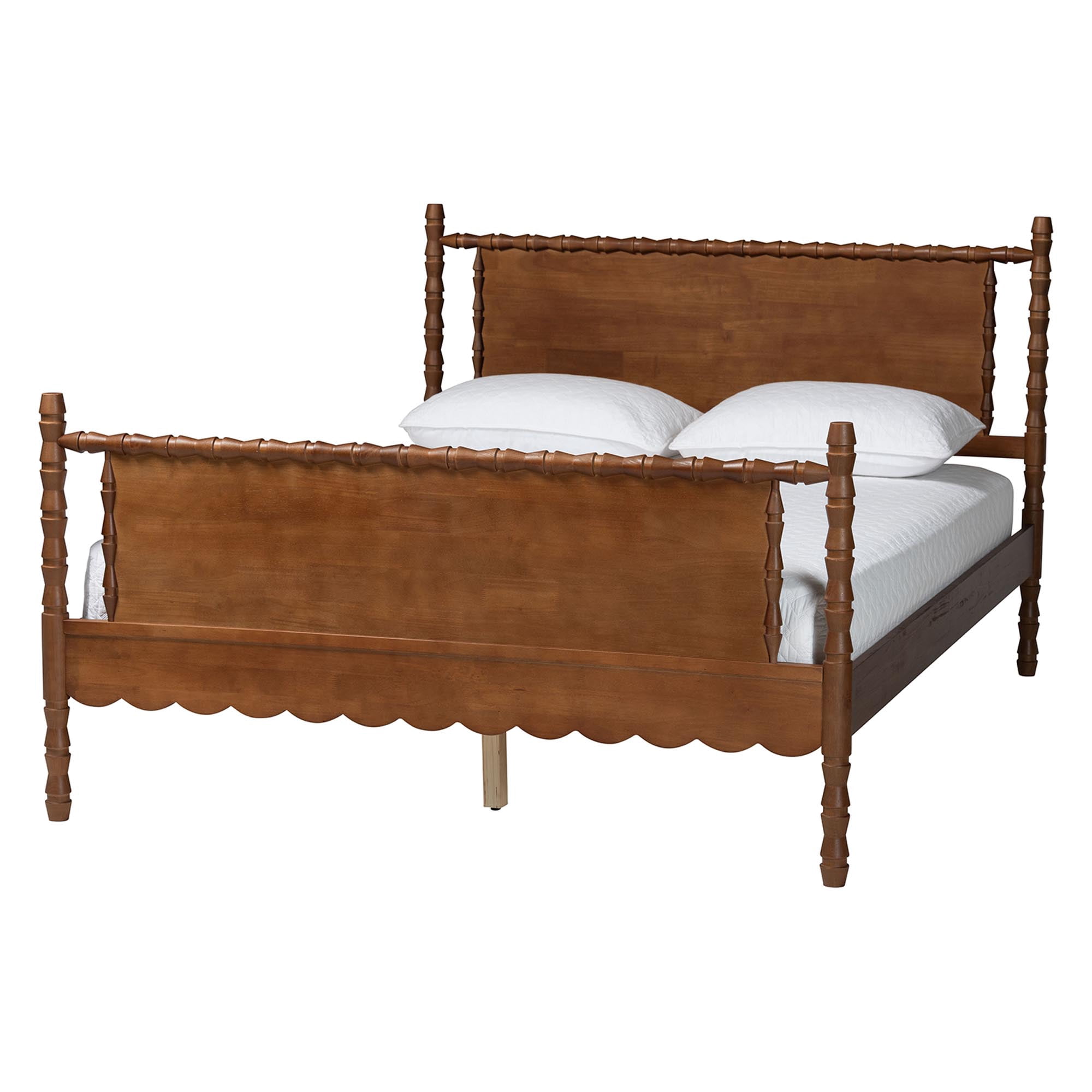 Baxton Studio Danette Modern Bedroom Set, 4-Piece with Two Nightstands, Queen, Walnut Brown