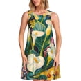 thumbnail image 1 of Fotbe Tropical Floral Jungle Vestido de Verano sin Mangas para Mujer – Vestido Midi Línea A, Estilo Camiseta Floral, Vestido Playero Casual y Fluido, 1 of 7