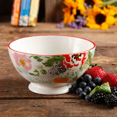 The Pioneer Woman Flea Market 6" Decorated Footed Bowls, Country Garden, Set of 4
