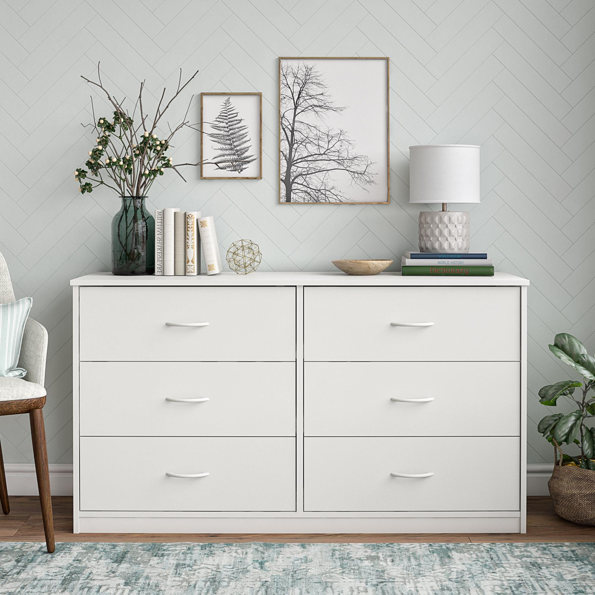 Mainstays Classic 6 Drawer Dresser, White