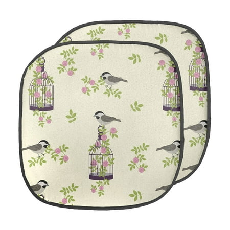 

Floral Chair Seating Cushion Set of 2 Birds Cages Roses and Leaves Interpretation in a Romantic Layout Vintage Seat Pads with Anti-slip Backing 16 x16 Cream and Multicolor by Ambesonne