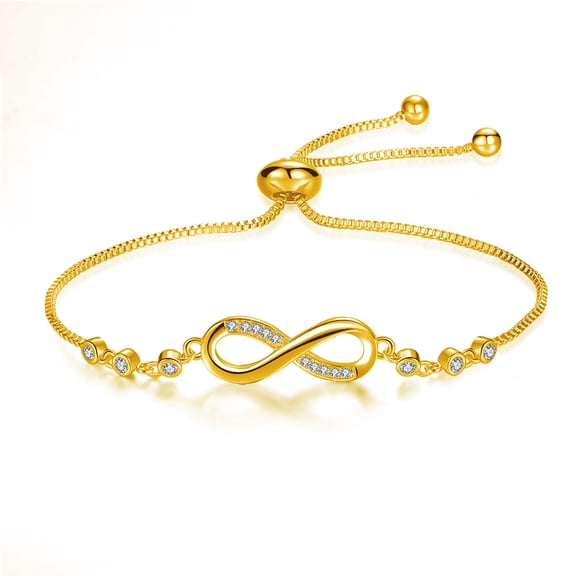 Infinity Love Bracelets for Women Charm Adjustable Link Chain Bracelets Anniversary Fashion Gift for Sister Wife Jewelry Gold