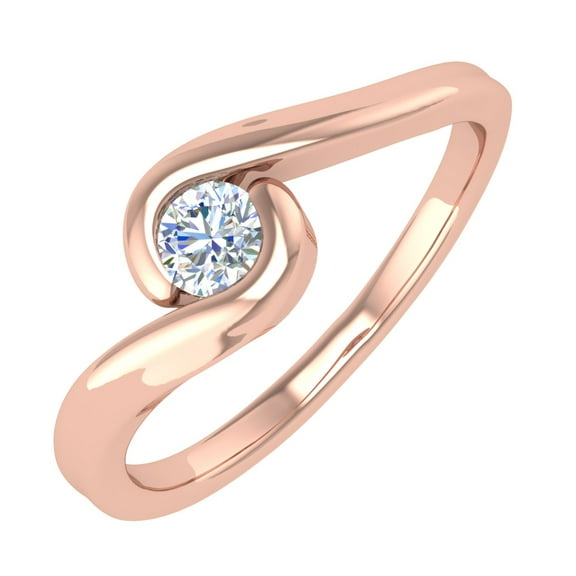 1/5 Carat Channel Set Diamond Solitaire Engagement Ring Band in 14K Rose Gold (Ring Size 8)