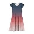 thumbnail image 3 of XQYLOS Girls Ombre Gradient Dress Flowy A-Line Silhouette Double-Layer Sleeve Summer Casual Dress for Juniors 6-15Y Breathable Beach Vacation Dress, 3 of 4