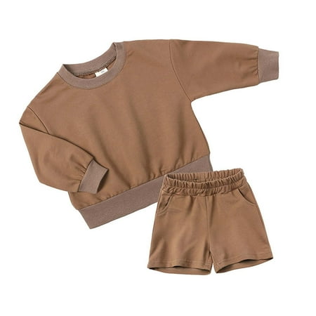 

Dezsed 1-14 Years Children s Sports Suit Girls Fall Winter Long Sleeve Round-Neck Blouses And Casual Shorts Baby Sport Suit Kids Teenage Cotton Children Tracksuit Clearance