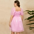 thumbnail image 4 of Yesfashion Women's Plus Size Tulle Dress Square Neck Puffy Babydoll Mesh Mini Dress, 4 of 5