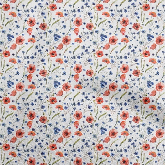 oneOone Cotton Poplin Red Fabric Floral Sewing Craft Projects Fabric Prints By Yard 42 Inch Wide