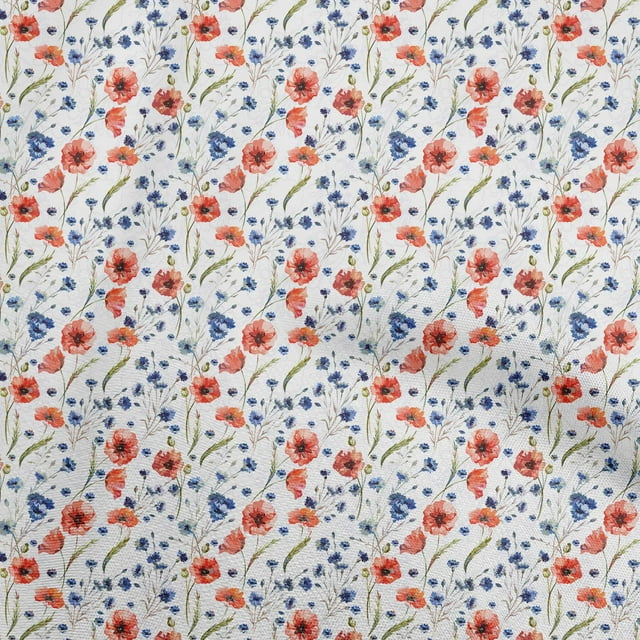 oneOone Polyester Spandex Red Fabric Floral Sewing Craft Projects Fabric Prints By Yard 56 Inch Wide