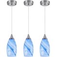 thumbnail image 1 of Glass Pendant Light with Handblown Blue Marble Art Glass Shade Adjustable Cord Modern Lamp Ceiling Pendant Light Fixture for Dining Room, Kitchen,Foyer, Hallway (Blue Marble, 3-Pack), 1 of 8