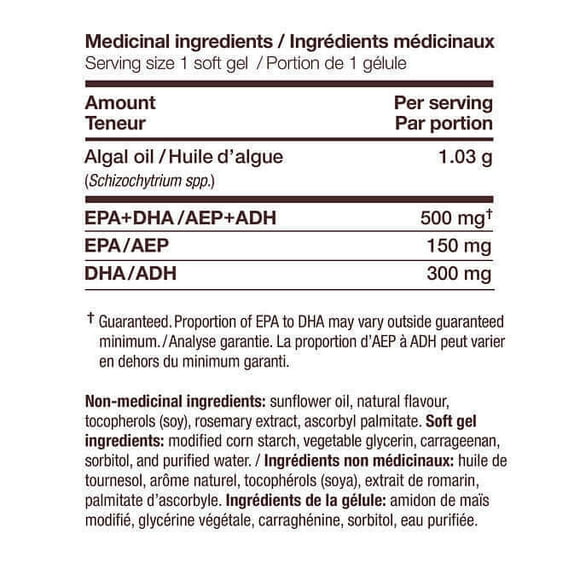 NutraVege Omega-3 Plant Based, Fresh Mint Flavour, 2 x 30 Softgels | Refreshing Plant-Based Omega-3 Supplement