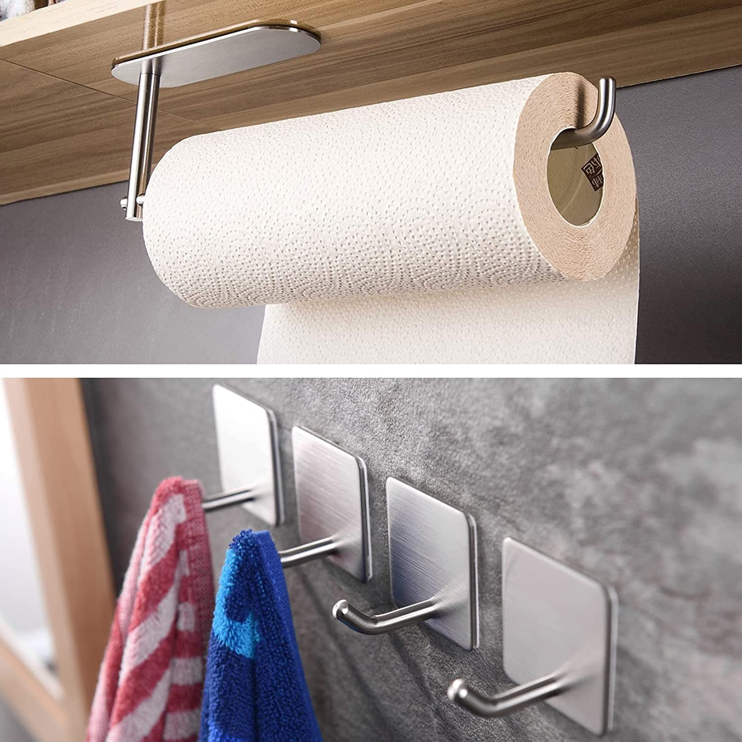 Paper Towel Holder Under Mount +Towel Hooks/Bathroom Hook for